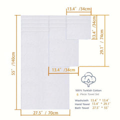6pcs Cotton Towel Set Soft & Absorbent Towels for Bathroom