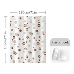 Coffee Circle Shower Curtain Waterproof with Metal Hole and Plastic Hooks