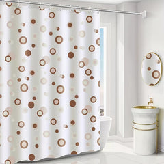 Coffee Circle Shower Curtain Waterproof with Metal Hole and Plastic Hooks