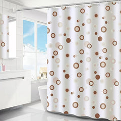 Coffee Circle Shower Curtain Waterproof with Metal Hole and Plastic Hooks