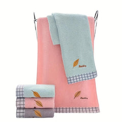Leaf Embroidered Hand Towel Soft Face Towel