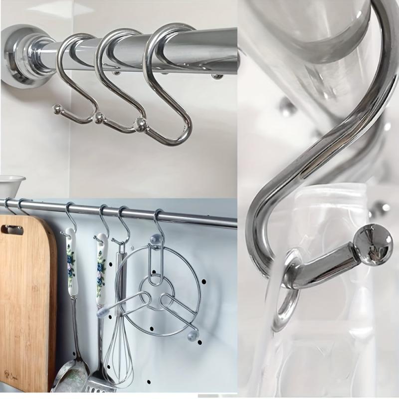 12pcs Nickel Shower Curtain Hooks Rust Proof Shower Curtain Rings Silver