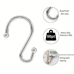 12pcs Nickel Shower Curtain Hooks Rust Proof Shower Curtain Rings Silver