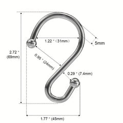12pcs Nickel Shower Curtain Hooks Rust Proof Shower Curtain Rings Silver