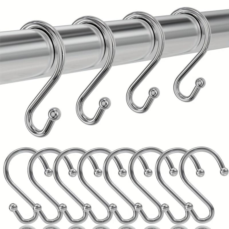 12pcs Nickel Shower Curtain Hooks Rust Proof Shower Curtain Rings Silver