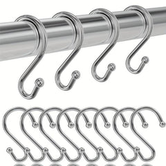 12pcs Nickel Shower Curtain Hooks Rust Proof Shower Curtain Rings Silver