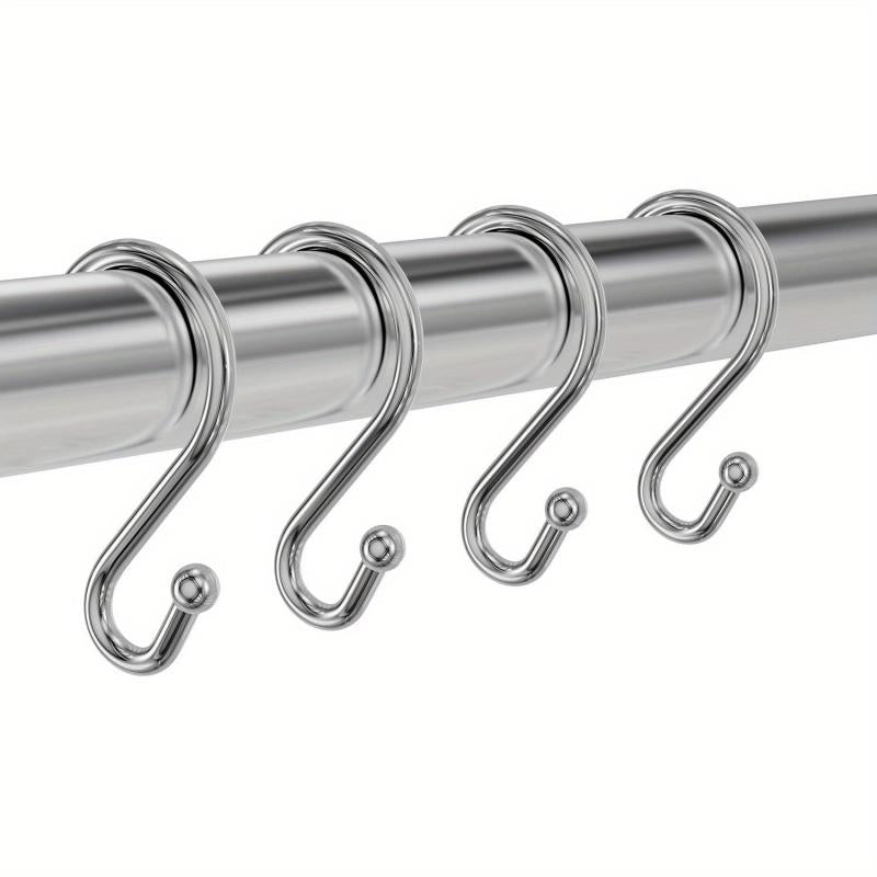 12pcs Nickel Shower Curtain Hooks Rust Proof Shower Curtain Rings Silver