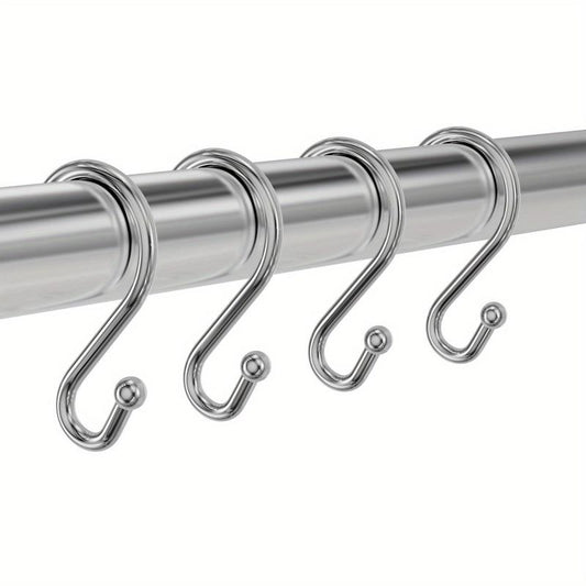 12pcs Nickel Shower Curtain Hooks Rust Proof Shower Curtain Rings Silver