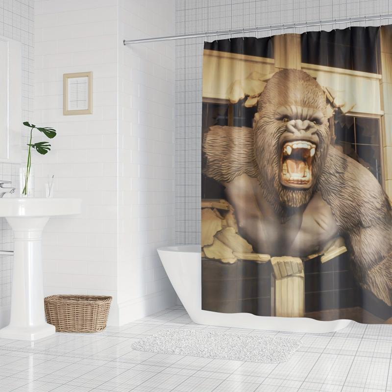 Orangutan Shower Curtain With 12 Hooks Animal Print Waterproof Durable Bath Curt