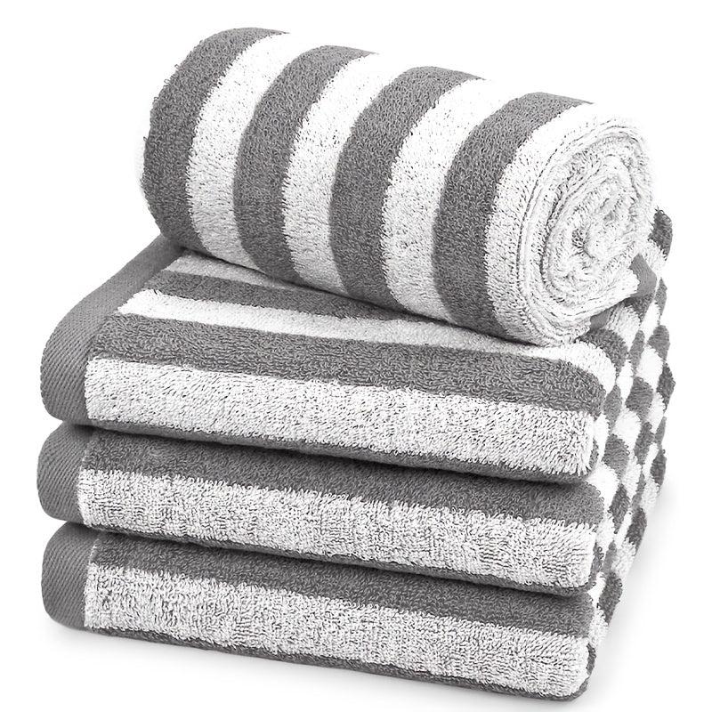 3pcs Striped Pattern Hand Towel Soft Skin-friendly Face Towel