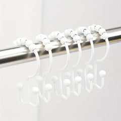 12pcs Shower Curtain Hook Rust-proof Double Sliding Ring Bathroom Accessories