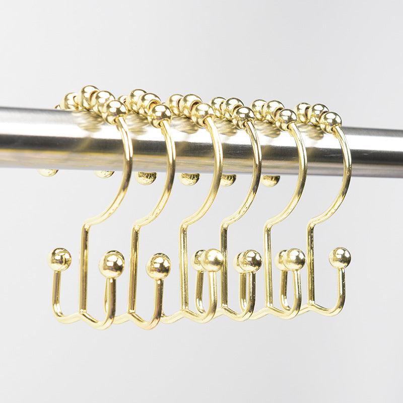 12pcs Shower Curtain Hook Rust-proof Double Sliding Ring Bathroom Accessories