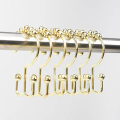 12pcs Shower Curtain Hook Rust-proof Double Sliding Ring Bathroom Accessories