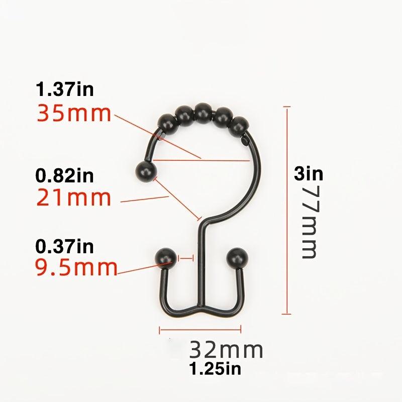 12pcs Shower Curtain Hook Rust-proof Double Sliding Ring Bathroom Accessories