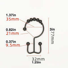 12pcs Shower Curtain Hook Rust-proof Double Sliding Ring Bathroom Accessories