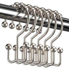 12pcs Shower Curtain Hook Rust-proof Double Sliding Ring Bathroom Accessories