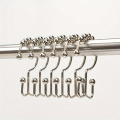 12pcs Shower Curtain Hook Rust-proof Double Sliding Ring Bathroom Accessories