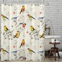 Bird Pattern Shower Curtain Waterproof Mildew Proof Bath Curtain