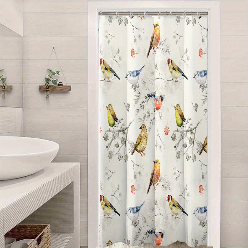 Bird Pattern Shower Curtain Waterproof Mildew Proof Bath Curtain