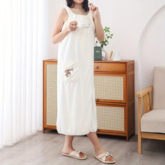 Women's Shower Dress Wearable Bath Wrap Towels With Patched Pocket