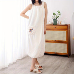 Women's Shower Dress Wearable Bath Wrap Towels With Patched Pocket
