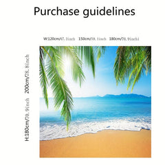 Ocean View Coconut Tree Printed Curtains Waterproof Shower Curtains