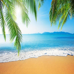Ocean View Coconut Tree Printed Curtains Waterproof Shower Curtains