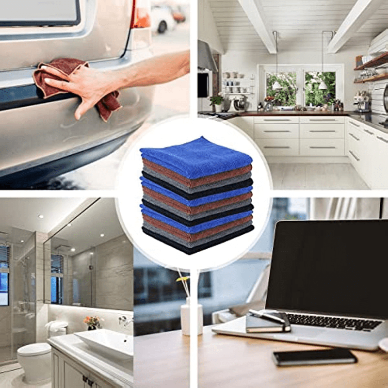 12pcs Microfiber Cleaning Cloths Reusable Dish Towels for Kitchen Home Car Soft