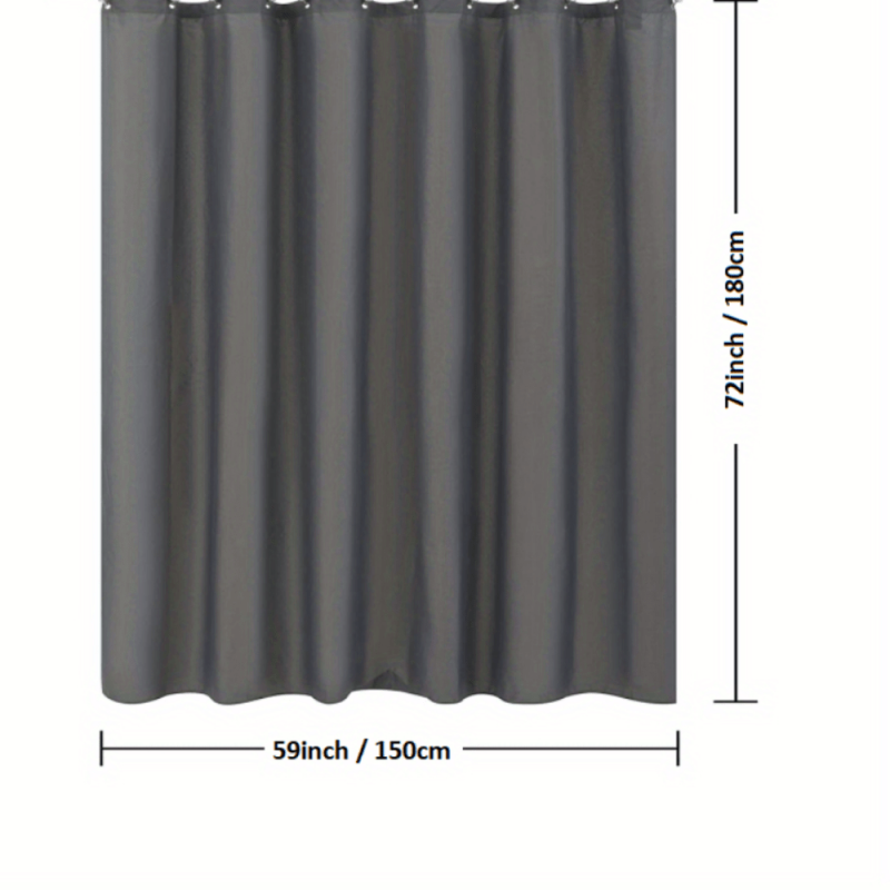 Dark Gray Shower Curtain Waterproof Mildew Proof Machine Washable