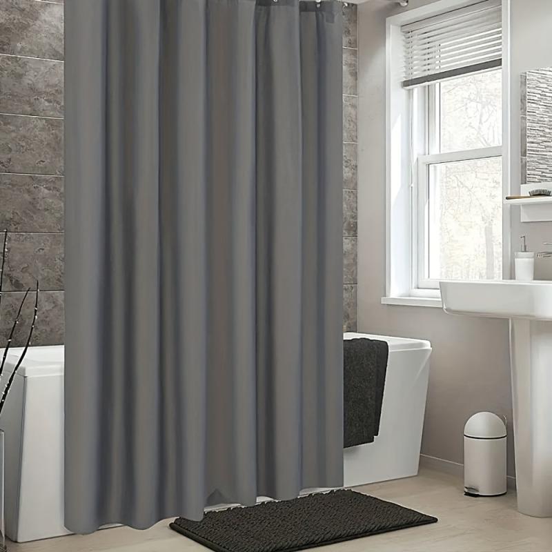 Dark Gray Shower Curtain Waterproof Mildew Proof Machine Washable