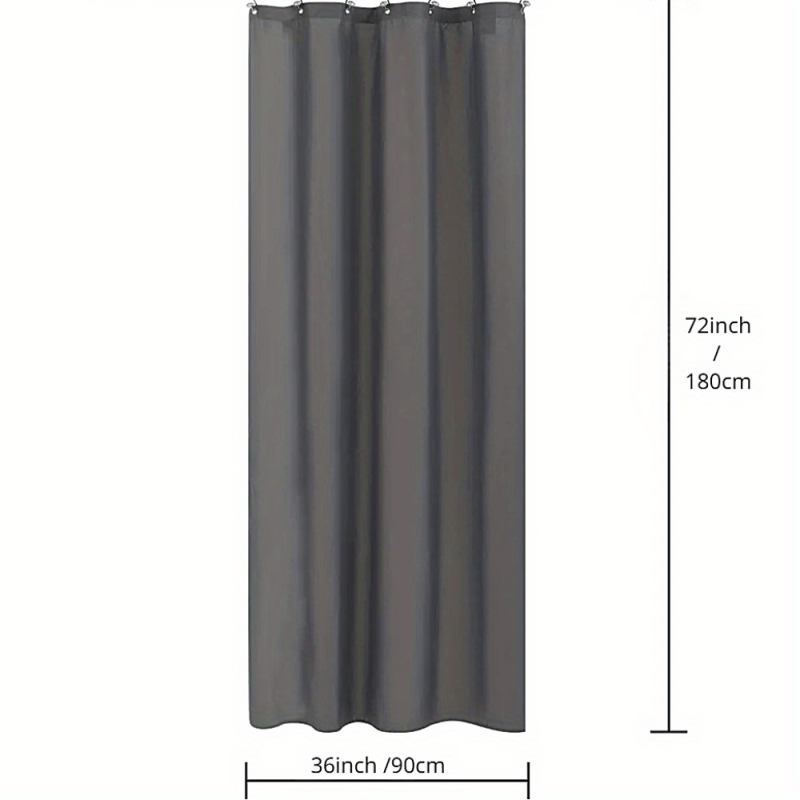 Dark Gray Shower Curtain Waterproof Mildew Proof Machine Washable