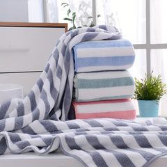 3pcs Soft Striped Towel Set - 2 Towels & 1 Bath Towel - Sports, Beach, Bathroom