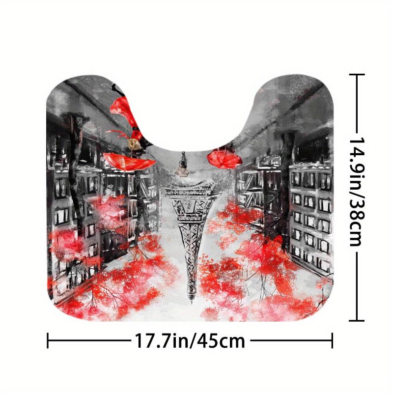 Eiffel Tower Blackout Shower Curtain Red Trees Couple Umbrella