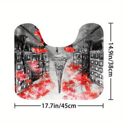 Eiffel Tower Blackout Shower Curtain Red Trees Couple Umbrella