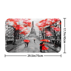 Eiffel Tower Blackout Shower Curtain Red Trees Couple Umbrella