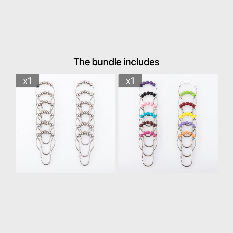 Set Of 12 Colorful Shower Curtain Hooks Rings