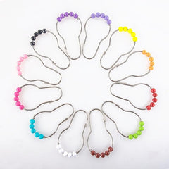 Set Of 12 Colorful Shower Curtain Hooks Rings