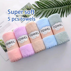 5pcs Coral Velvet Hand Towel Soft Absorbent And Thickened Towel