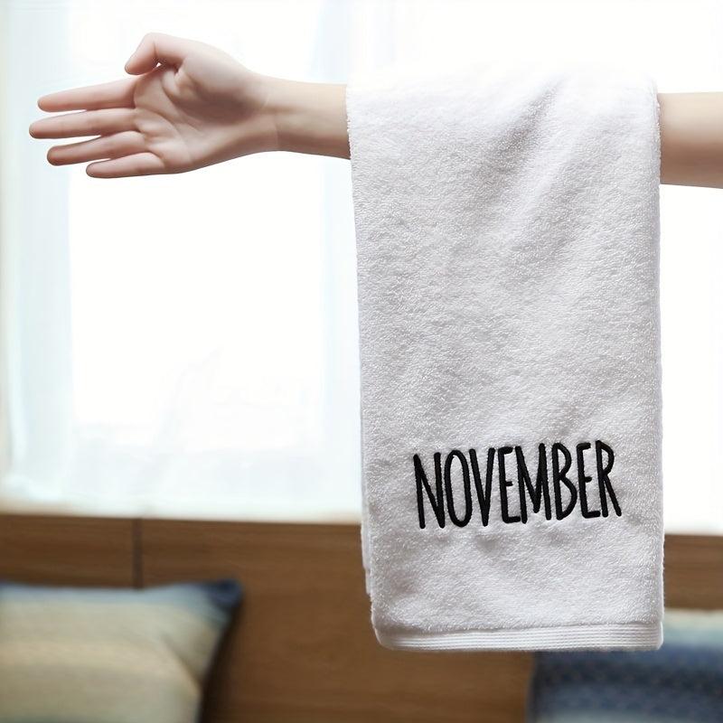 Cotton Twelve Month Pattern Embroidery Towel Soft Hand Towel