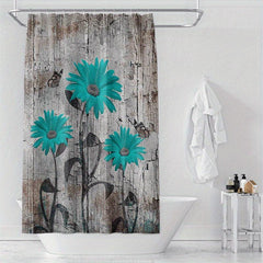 Floral Print Shower Curtain Waterproof Fabric Bathroom Decor