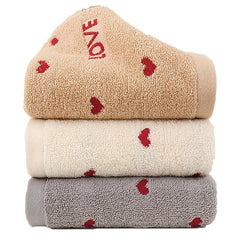3pcs Heart Embroidered Hand Towel Cotton Soft Absorbent Towel