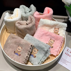 4pcs Bear Pattern Washcloth Handkerchiefs Soft Absorbent Towel Bathroom Supplies