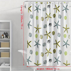Shell Starfish Pattern Waterproof Shower Curtain