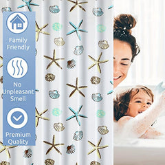Shell Starfish Pattern Waterproof Shower Curtain