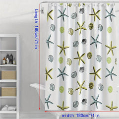 Shell Starfish Pattern Waterproof Shower Curtain