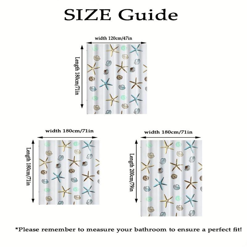 Shell Starfish Pattern Waterproof Shower Curtain