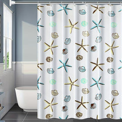 Shell Starfish Pattern Waterproof Shower Curtain