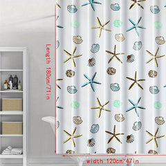 Shell Starfish Pattern Waterproof Shower Curtain