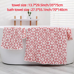 Soft Coral Fleece Bath Towel Set, 2pcs Face & Bath Towel Combo