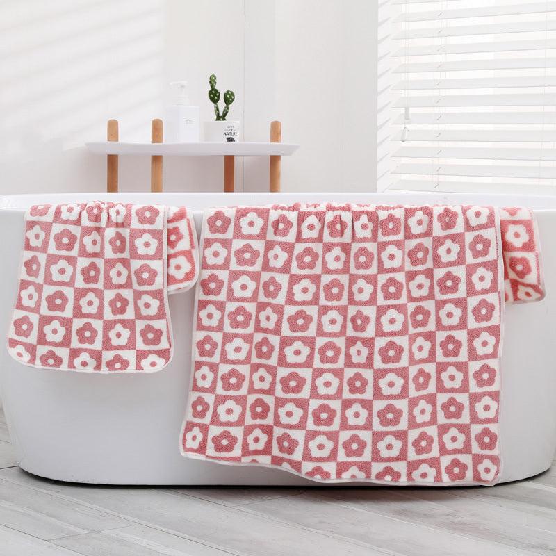 Soft Coral Fleece Bath Towel Set, 2pcs Face & Bath Towel Combo